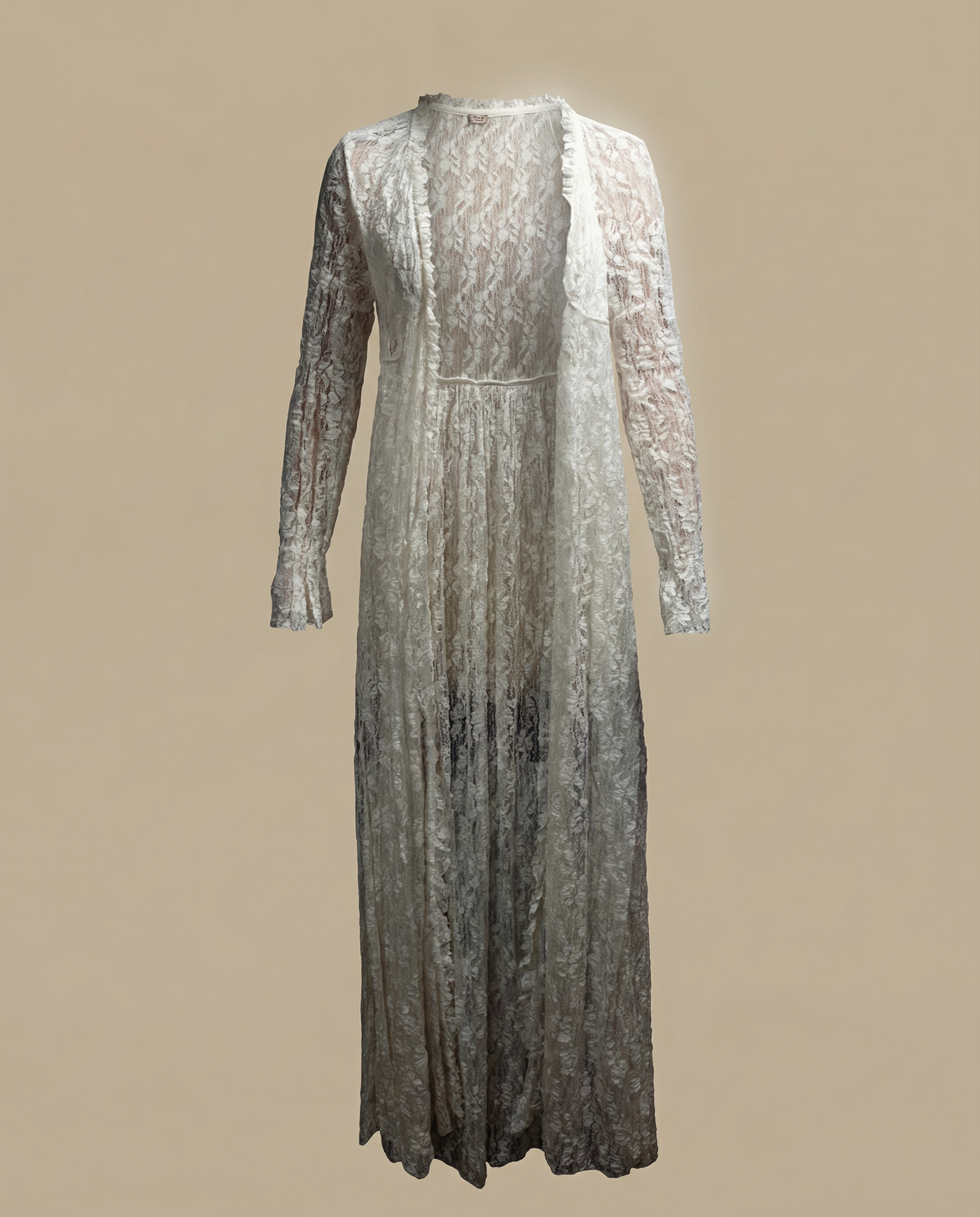 Vintage Sheer Lace Duster Maxi Dress - Small
