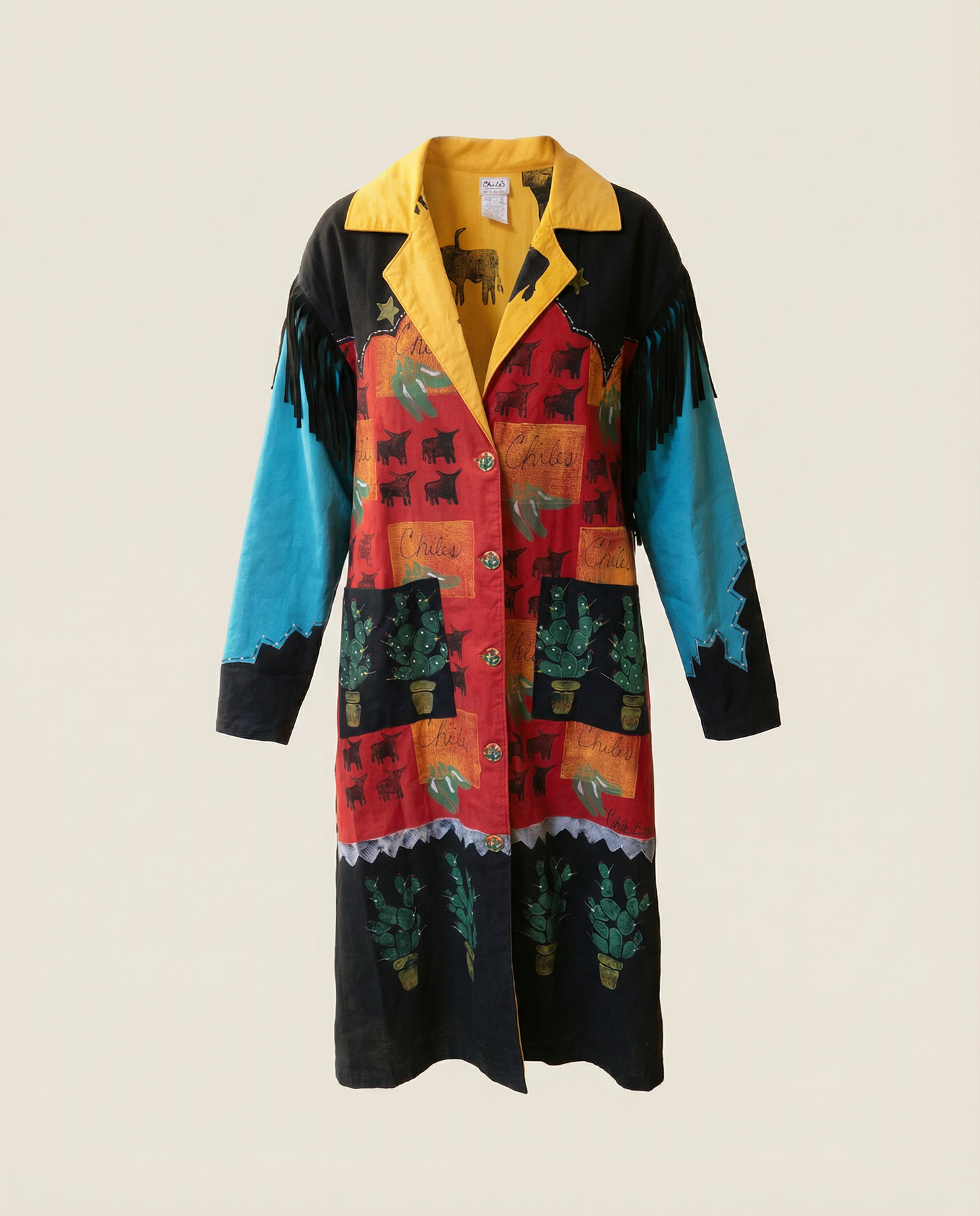 Handpainted Chili Western Duster Coat – Size
