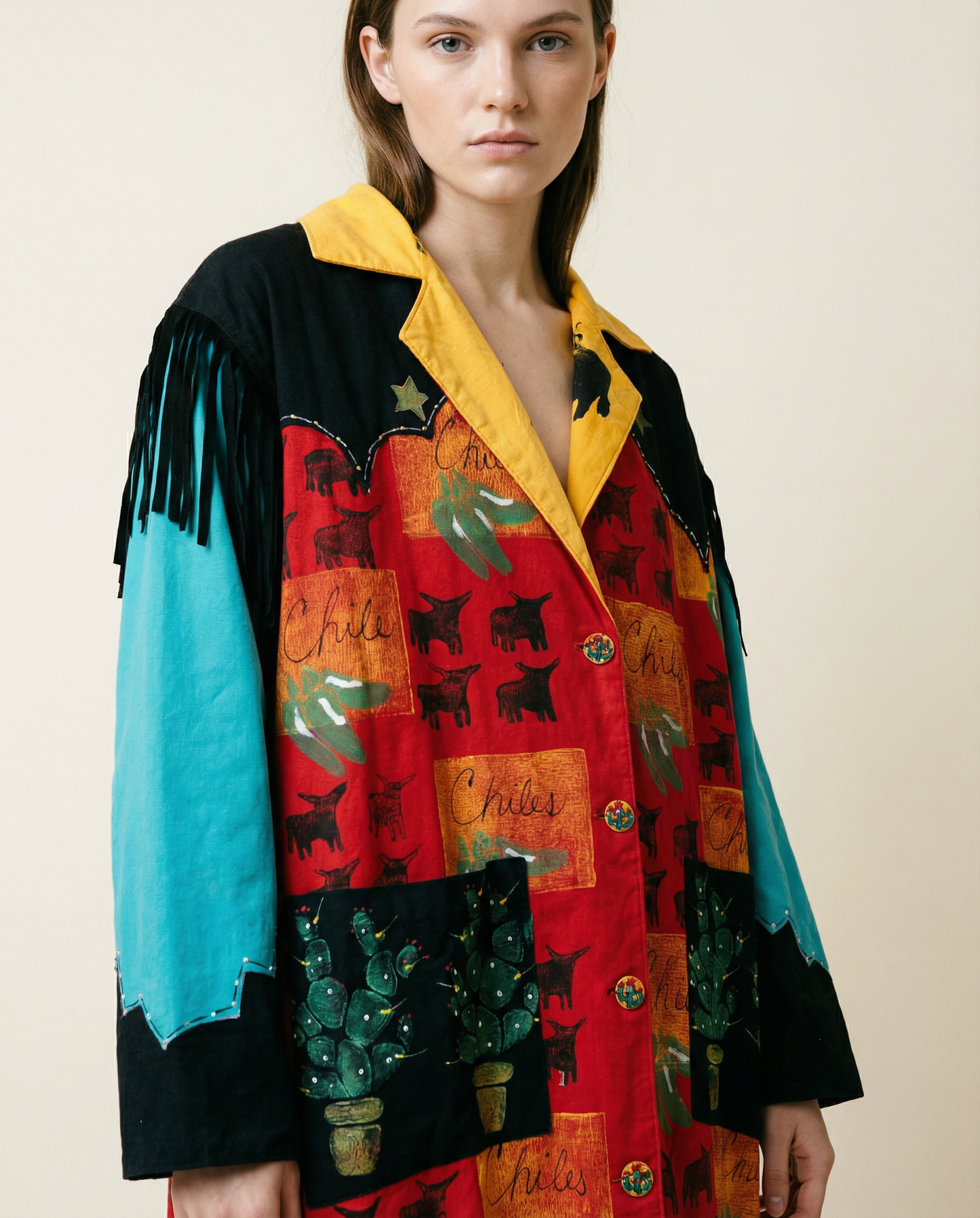 Handpainted Chili Western Duster Coat – Size