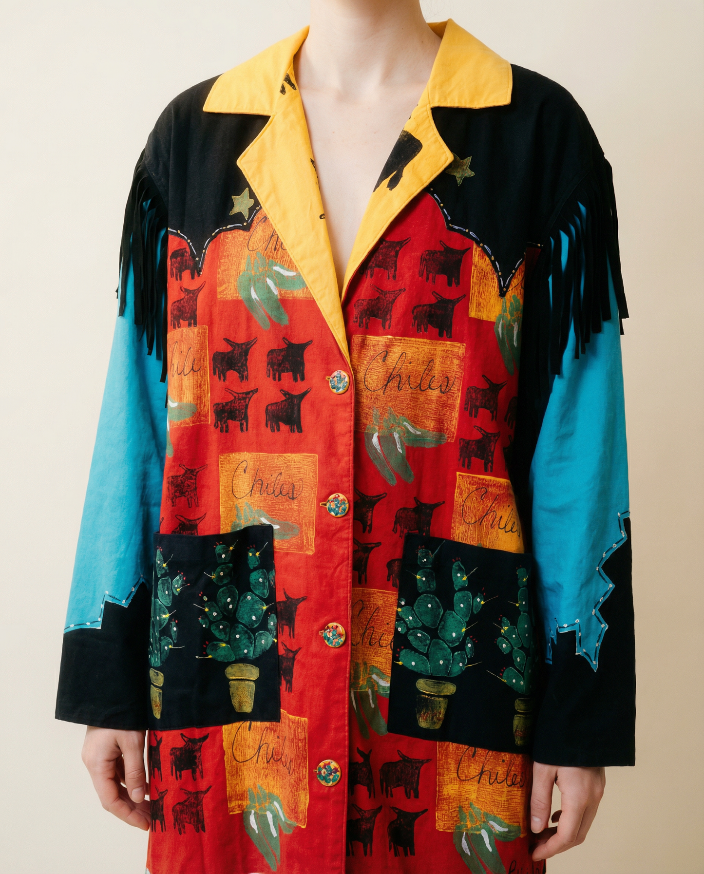 Handpainted Chili Western Duster Coat – Size