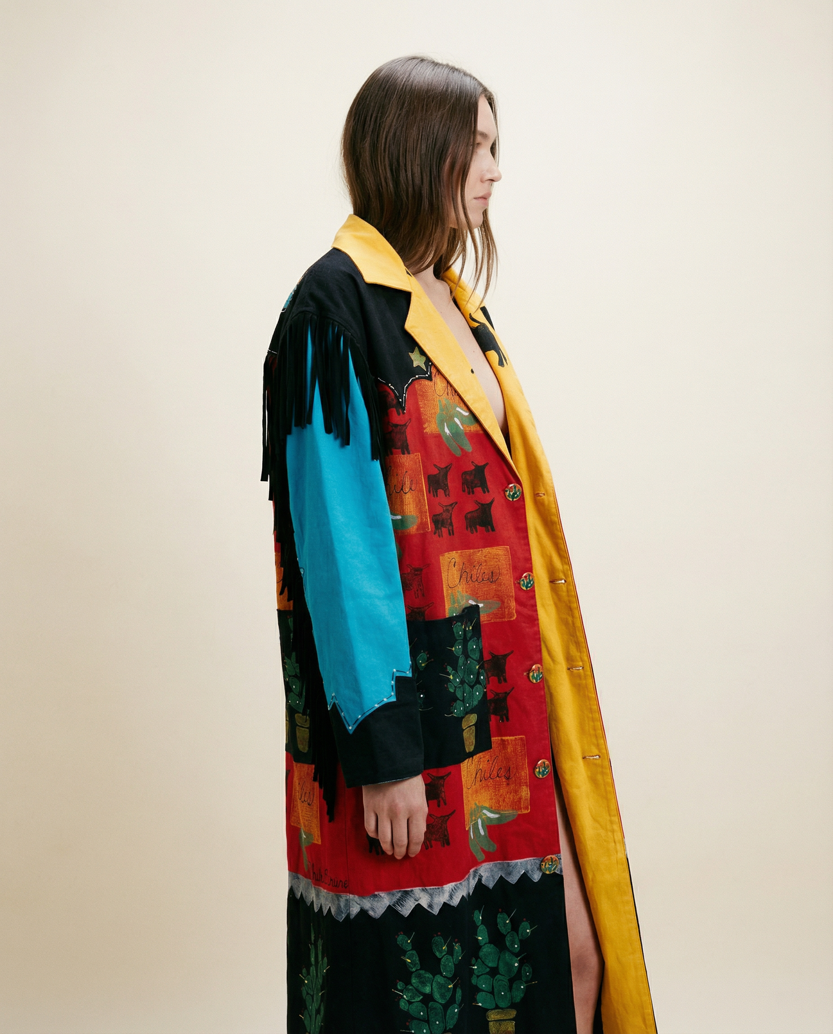 Handpainted Chili Western Duster Coat – Size