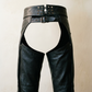 Leather Motorcycle Chaps with Beaded Detail – Size Small