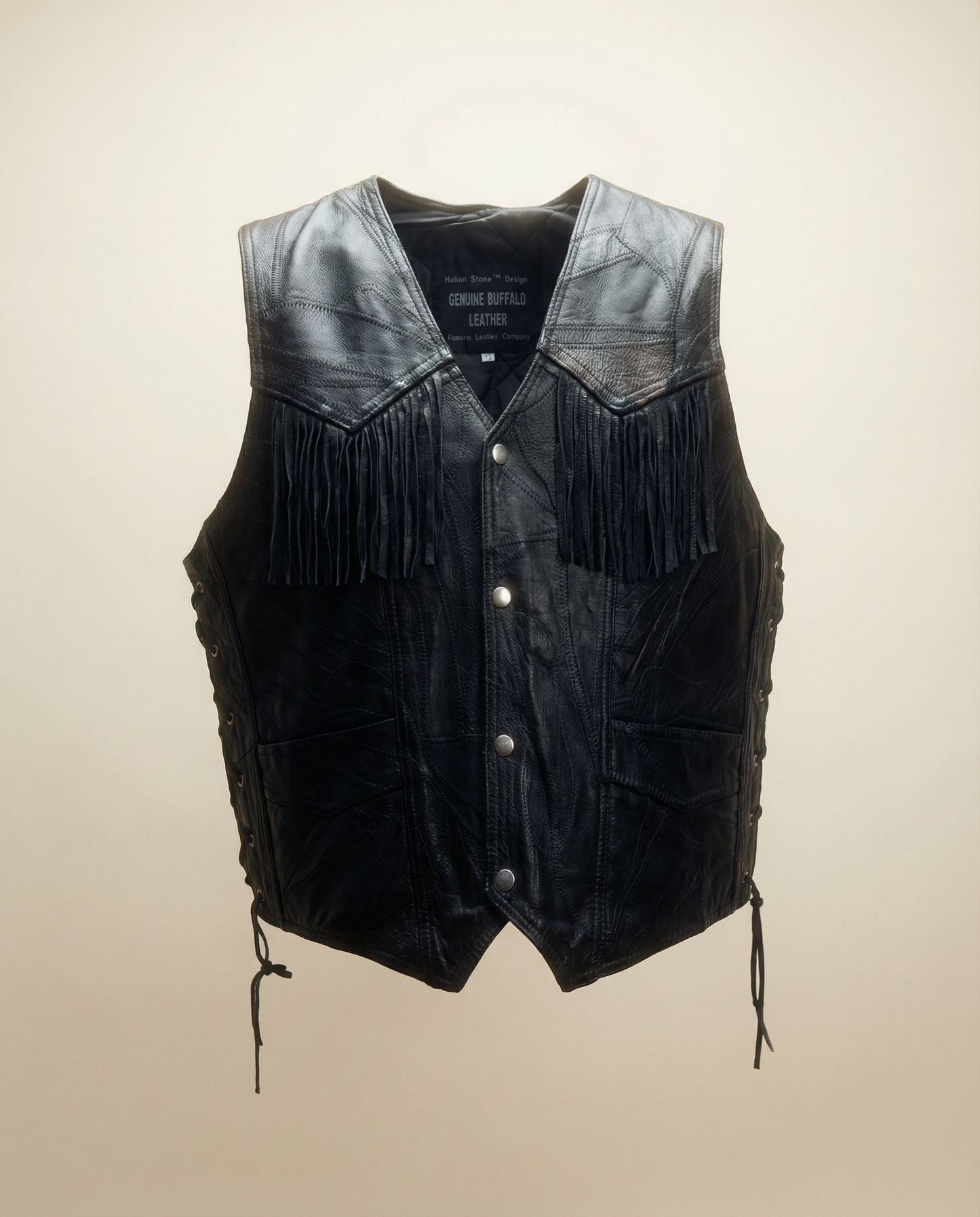 Genuine Buffalo Leather Fringe Vest – Size 3X