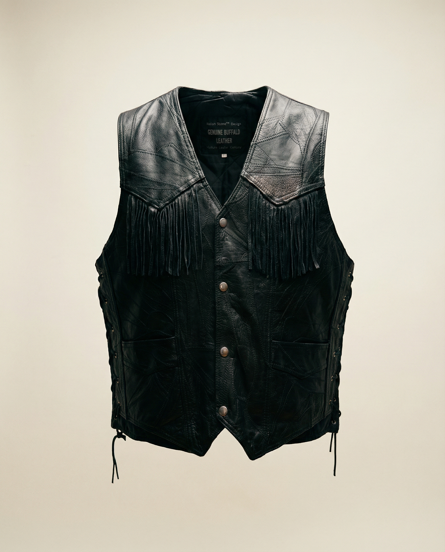 Genuine Buffalo Leather Fringe Vest – Size 3X
