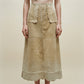 Vintage Suede Maxi Skirt with Whipstitch Detailing