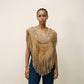 Hand Crafted Suede Leather Fringe Poncho with Hummingbird & Floral Tooling