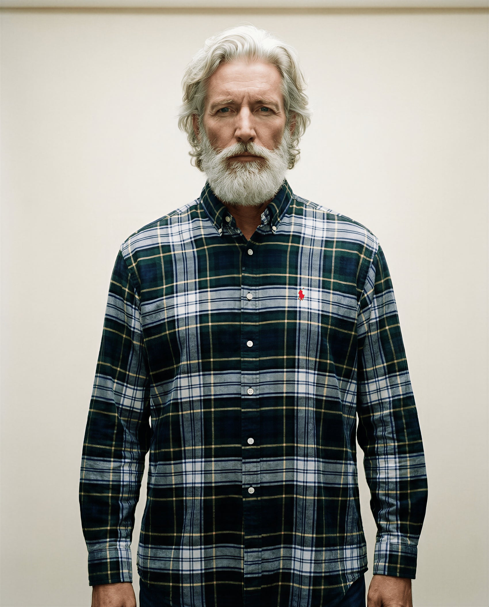 Ralph Lauren Green & Navy Plaid Button-Down Shirt — Size L