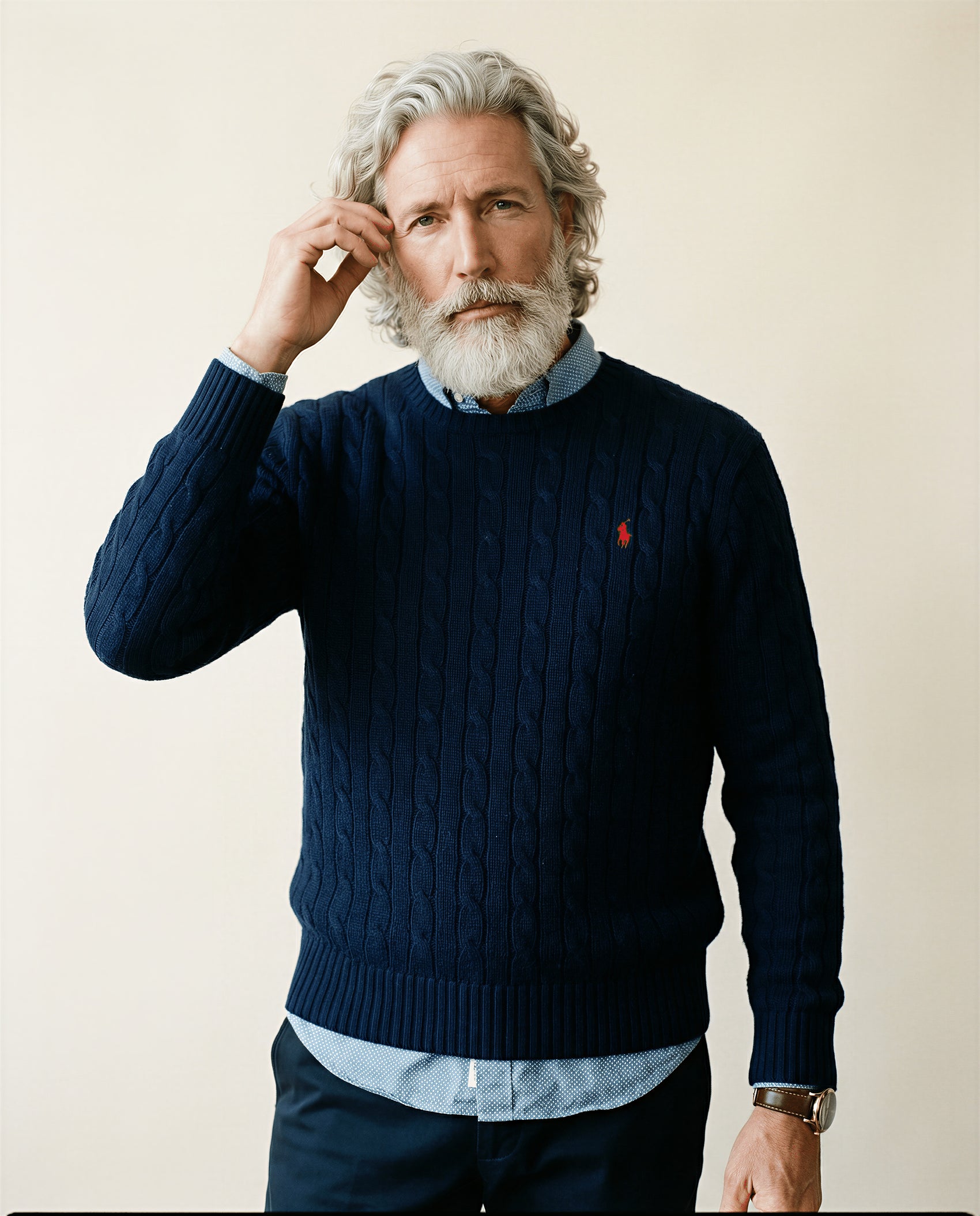 Polo Ralph Lauren Navy Cable Knit Sweater – Size XL