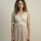 Vintage Cream Lace Trim Prairie Maxi Dress - M