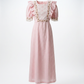 Vintage Pink Gingham Lace Trim Prairie Maxi Dress