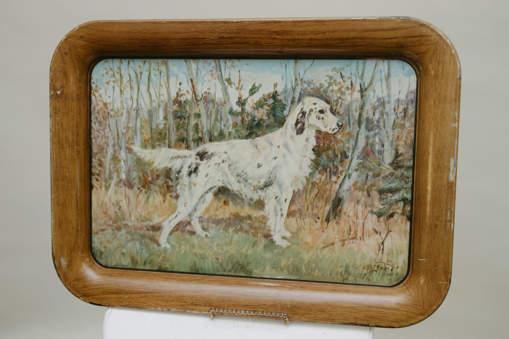 Vintage Metal Sporting Dog Serving Tray