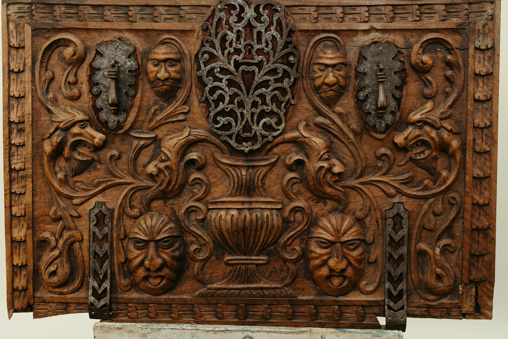 Antique Hand-Carved Mythical Panel