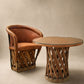 Vintage Genuine Leather Equipale 5-Piece Round Glass Dining Set with 4 Chairs