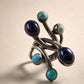 Taxco Sterling Silver Multi-Stone Modernist Ring – Lapis & Turquoise – Size 6