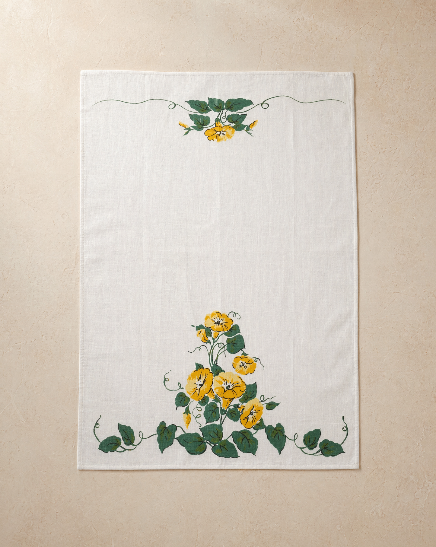 Vintage Floral Print Linen Tea Towels – Set of 2