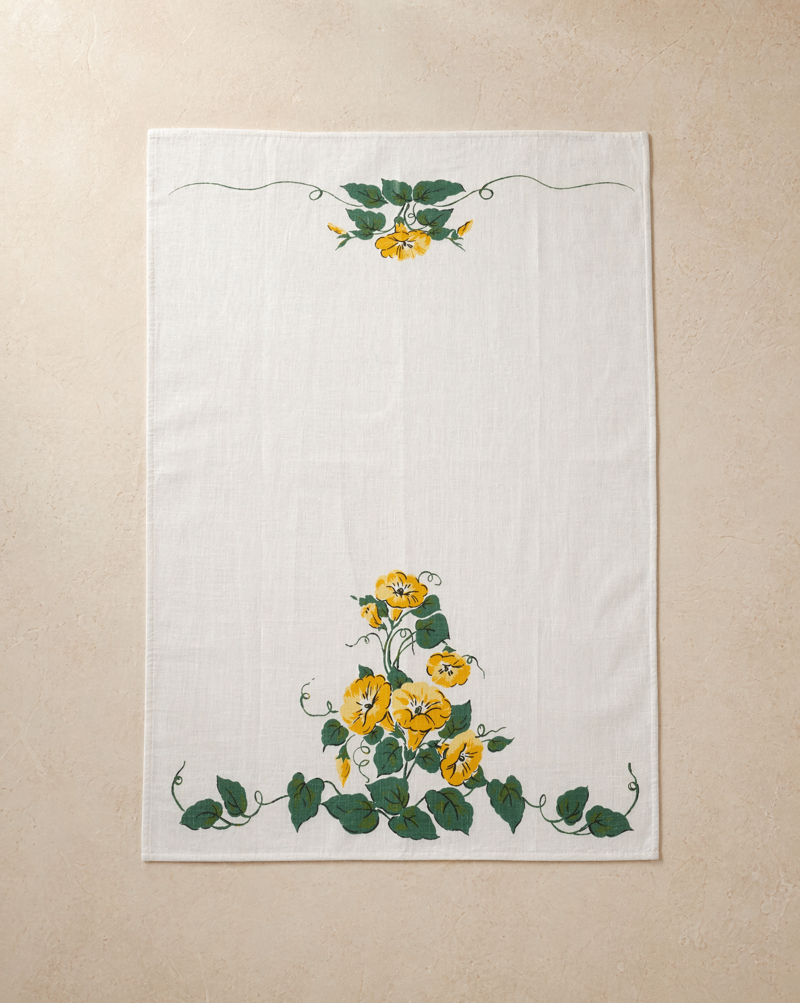 Vintage Floral Print Linen Tea Towels – Set of 2