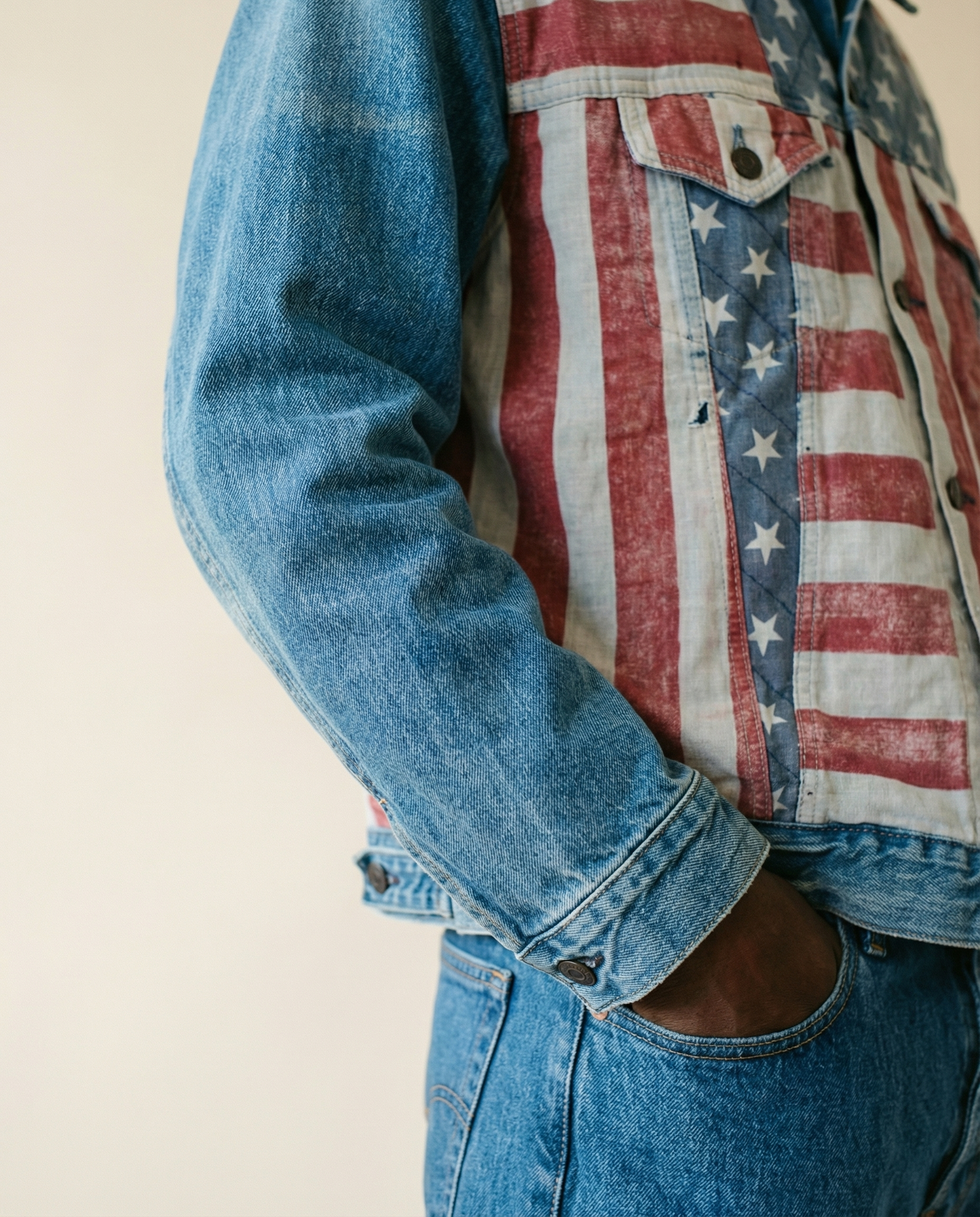 Denim & Supply Ralph Lauren Americana Flag Denim Jacket — Size XXL