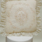 Vintage Ivory Lace & Embroidered Accent Pillow