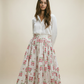 Vintage Pink Floral Full Cotton Skirt - XS