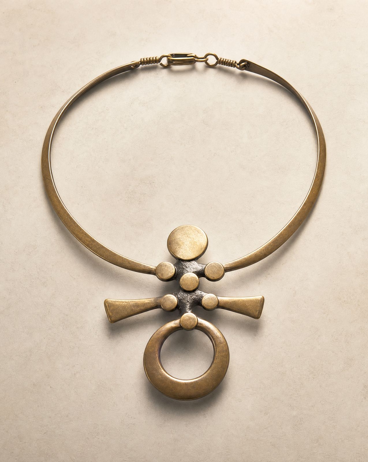 Richard Lawless Signed Bronze Modernist Torque Necklace