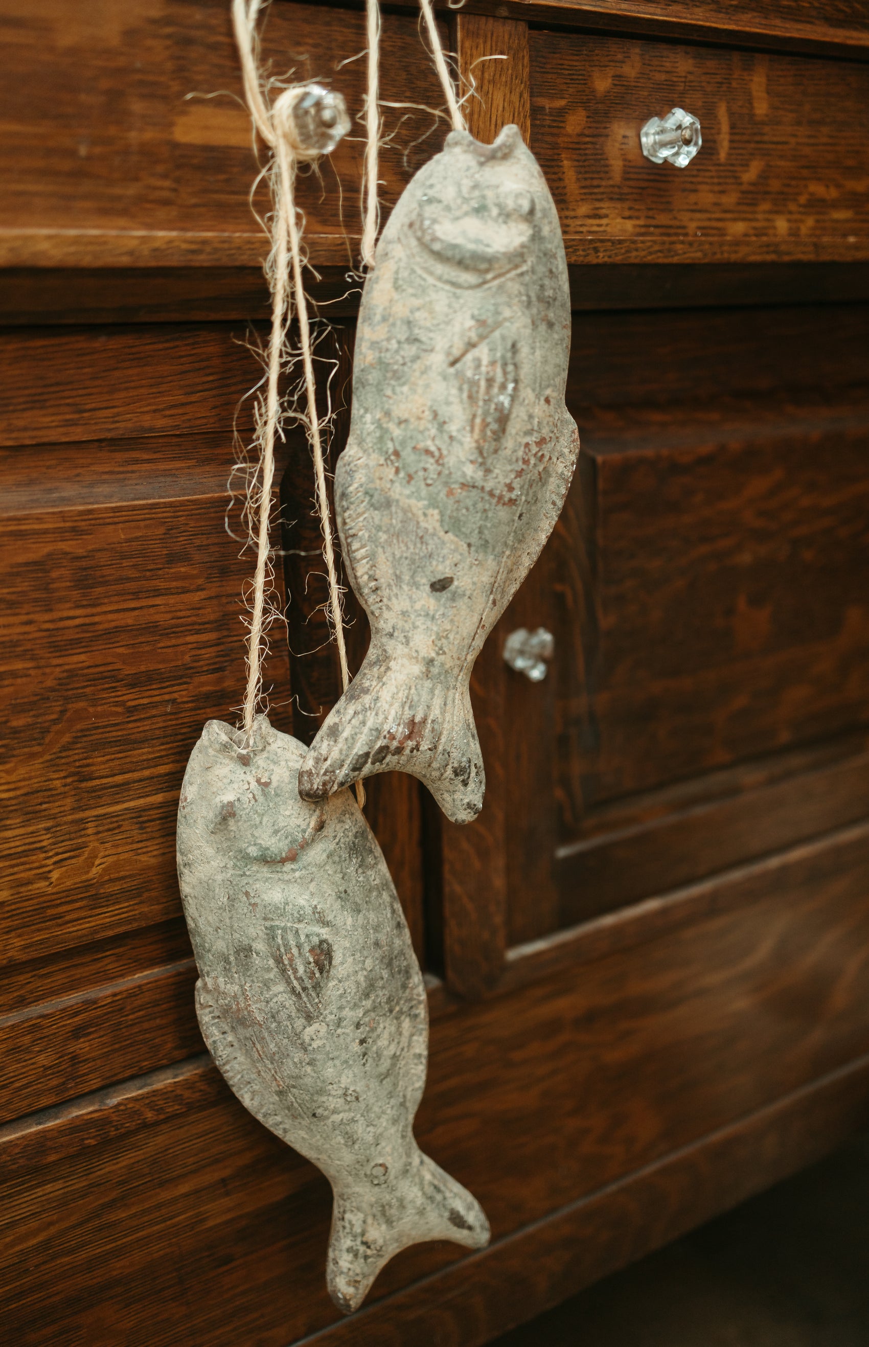 Vintage Carved Terracotta Fish Décor – Set of Two