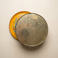 Vintage Folk Art Yellow Tin Container with Lid