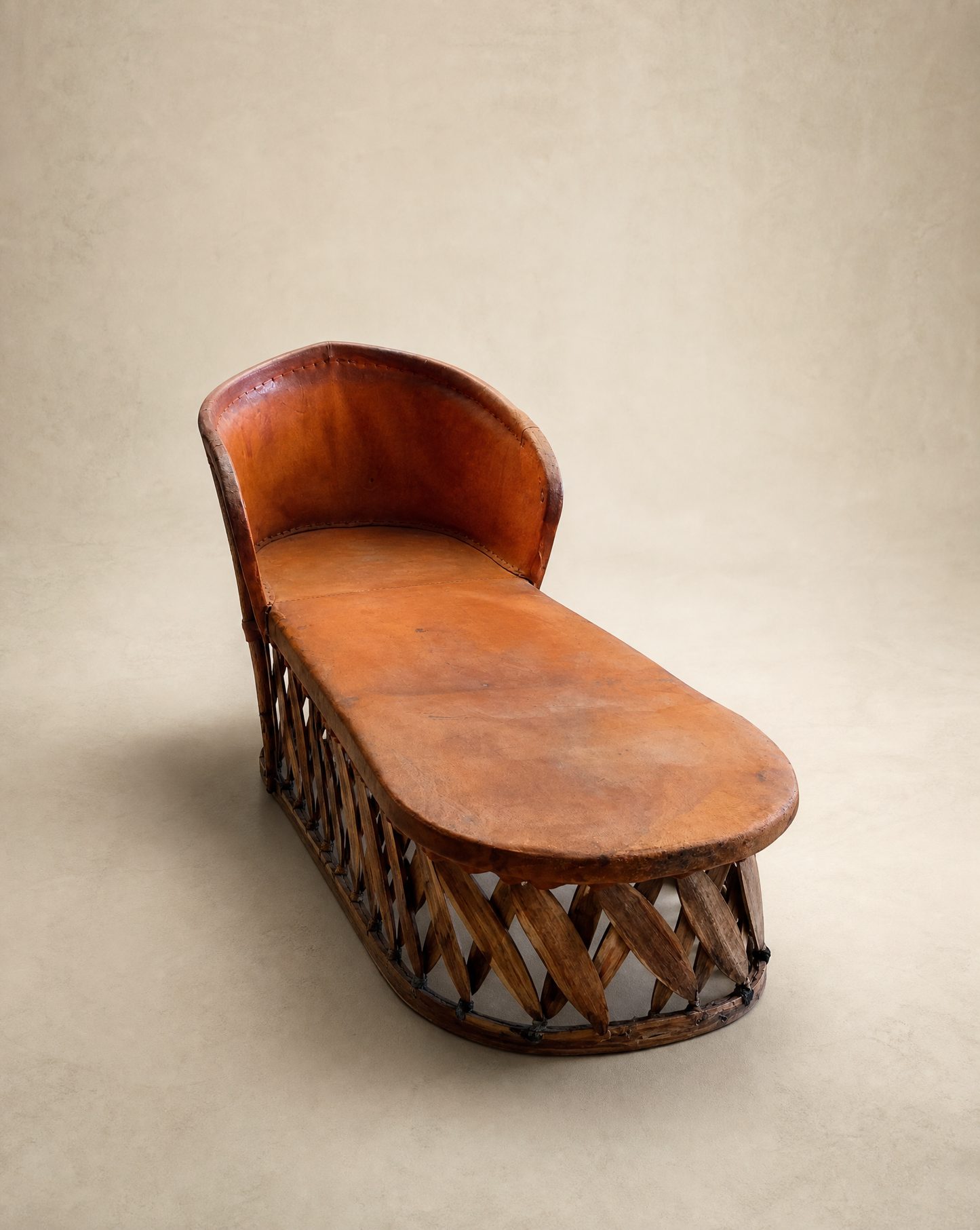 Vintage Genuine Leather Equipale Chaise Lounge / Daybed