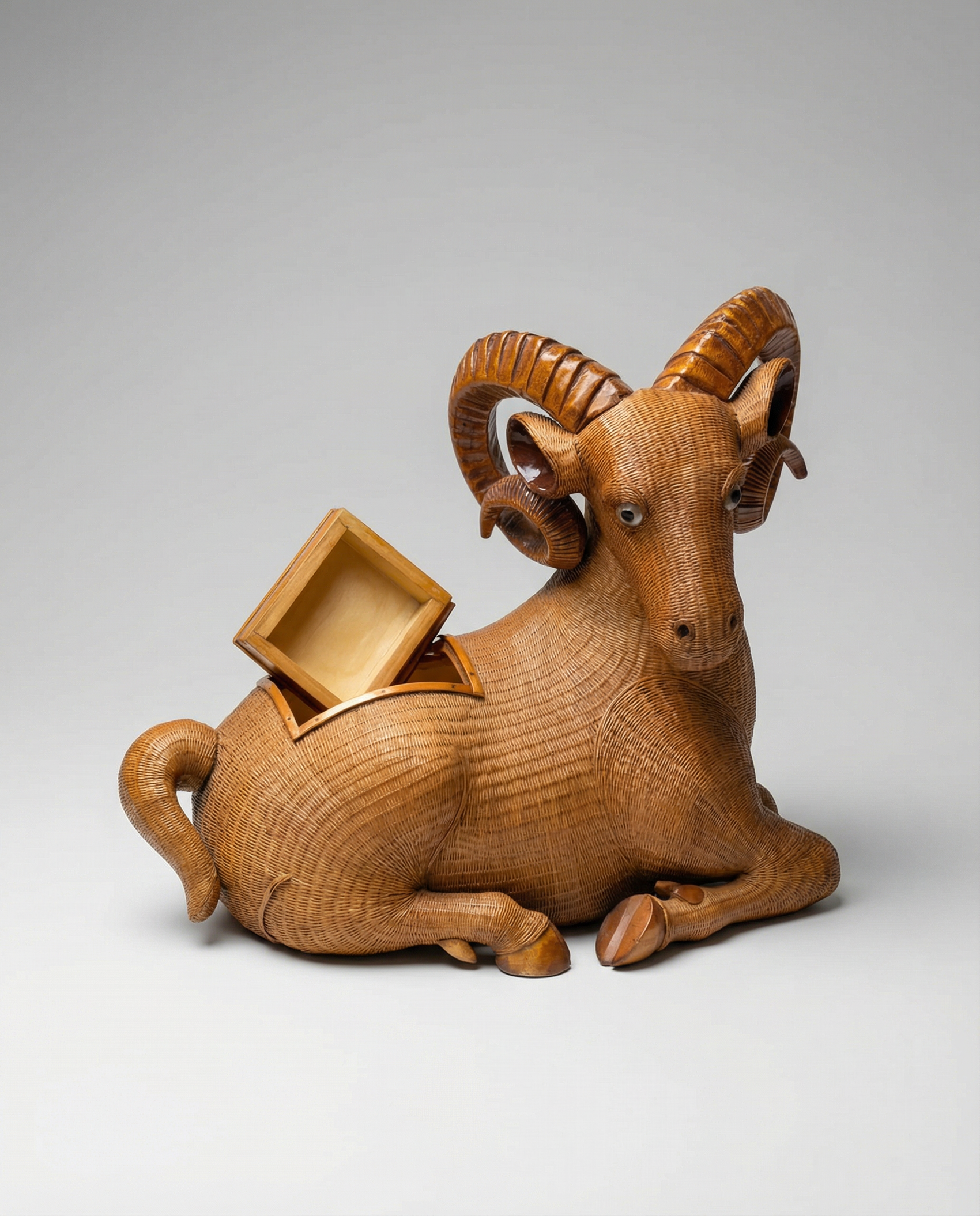 Vintage Wicker Ram Storage Box