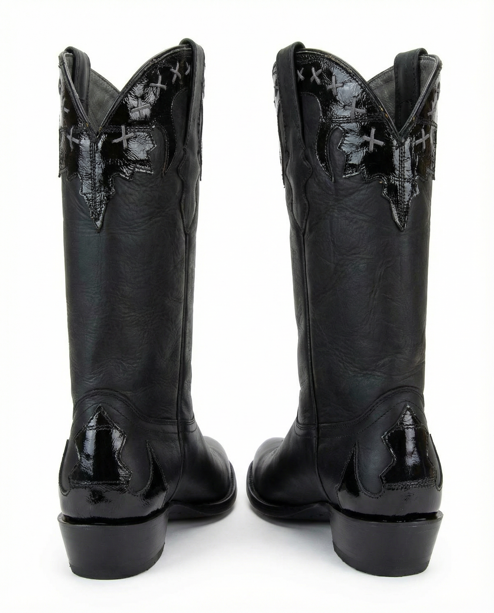 Los Altos Black Leather Western Boots with Eel Trim (Women’s 8)