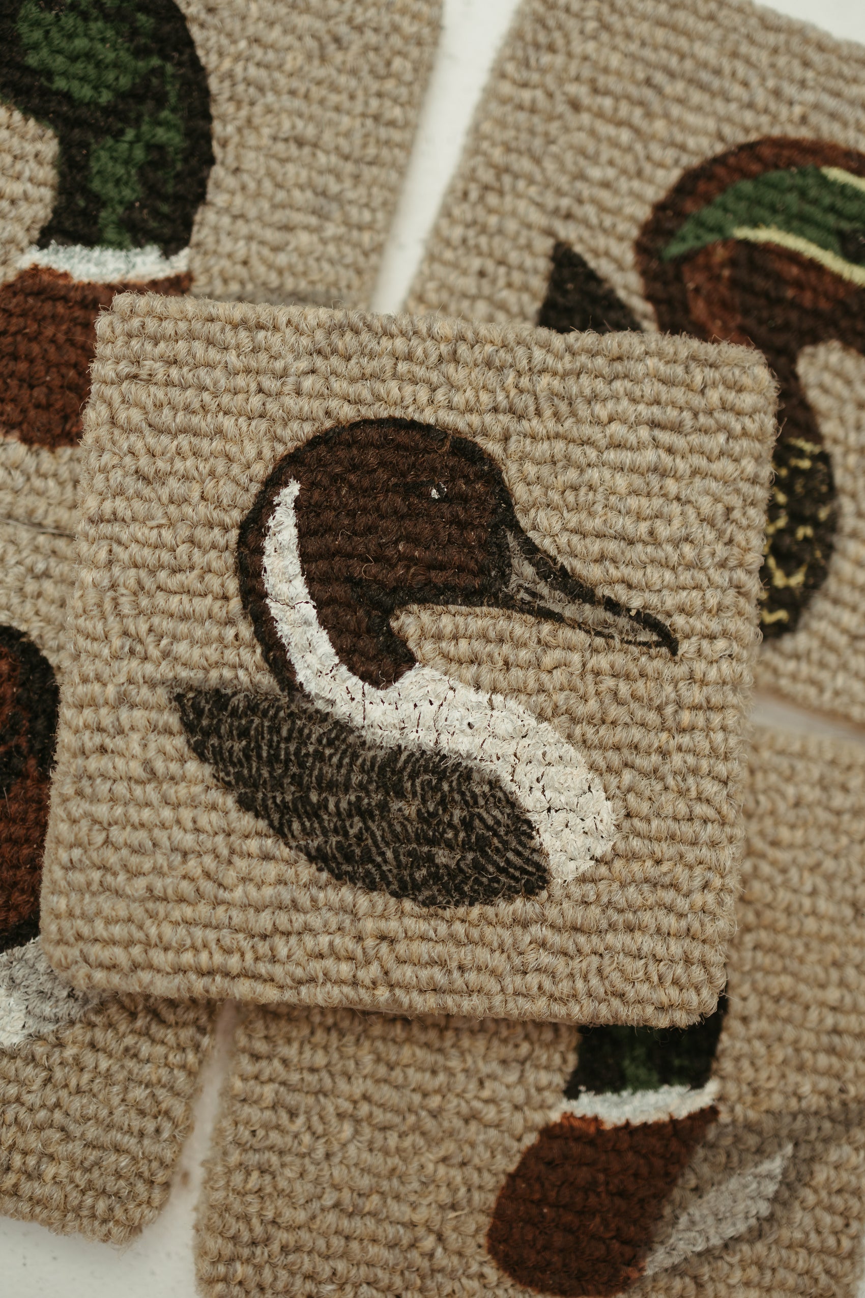 Vintage Hand-Hooked Duck Coasters – Set of 5