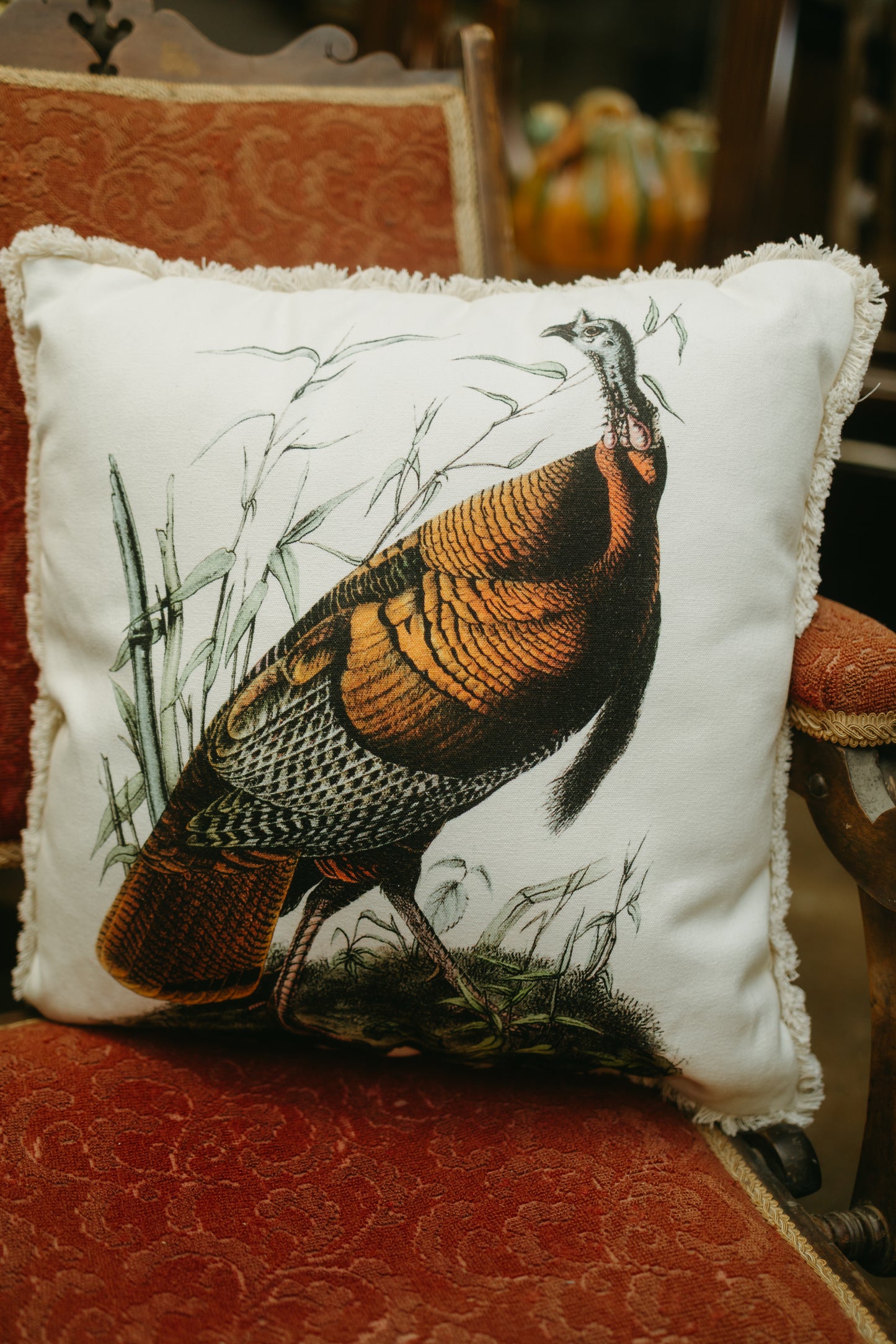 Rustic Wildlife Turkey Print Pillow