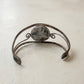 Vintage Mexican Alpaca Silver Cuff Bracelet with Lapis & Mother-of-Pearl Floral Inlay