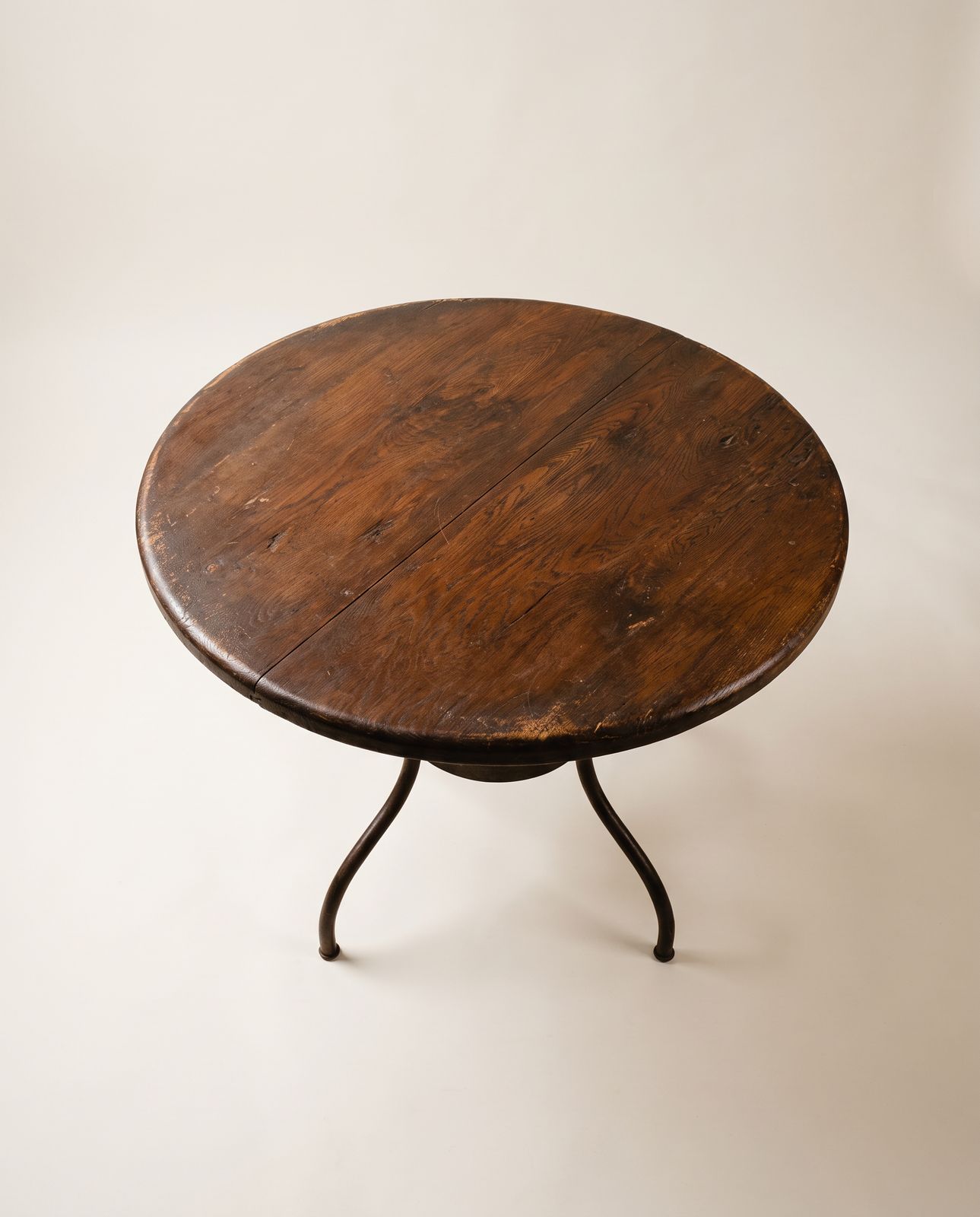 Round Wood & Wrought Iron Dining Table