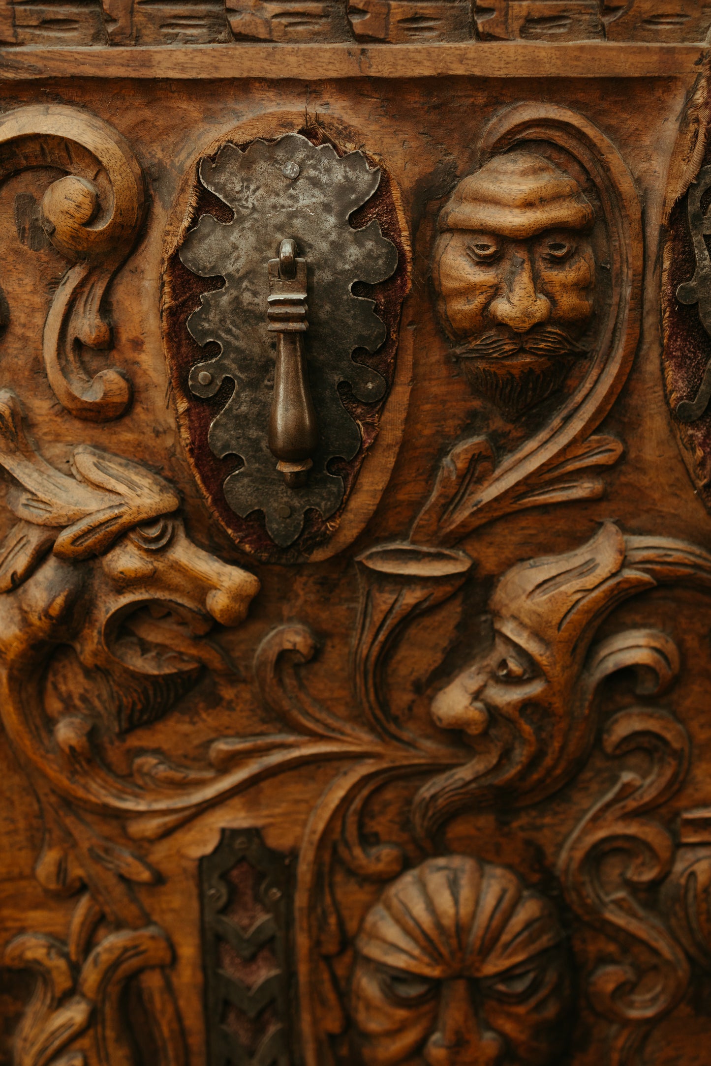 Antique Hand-Carved Mythical Panel
