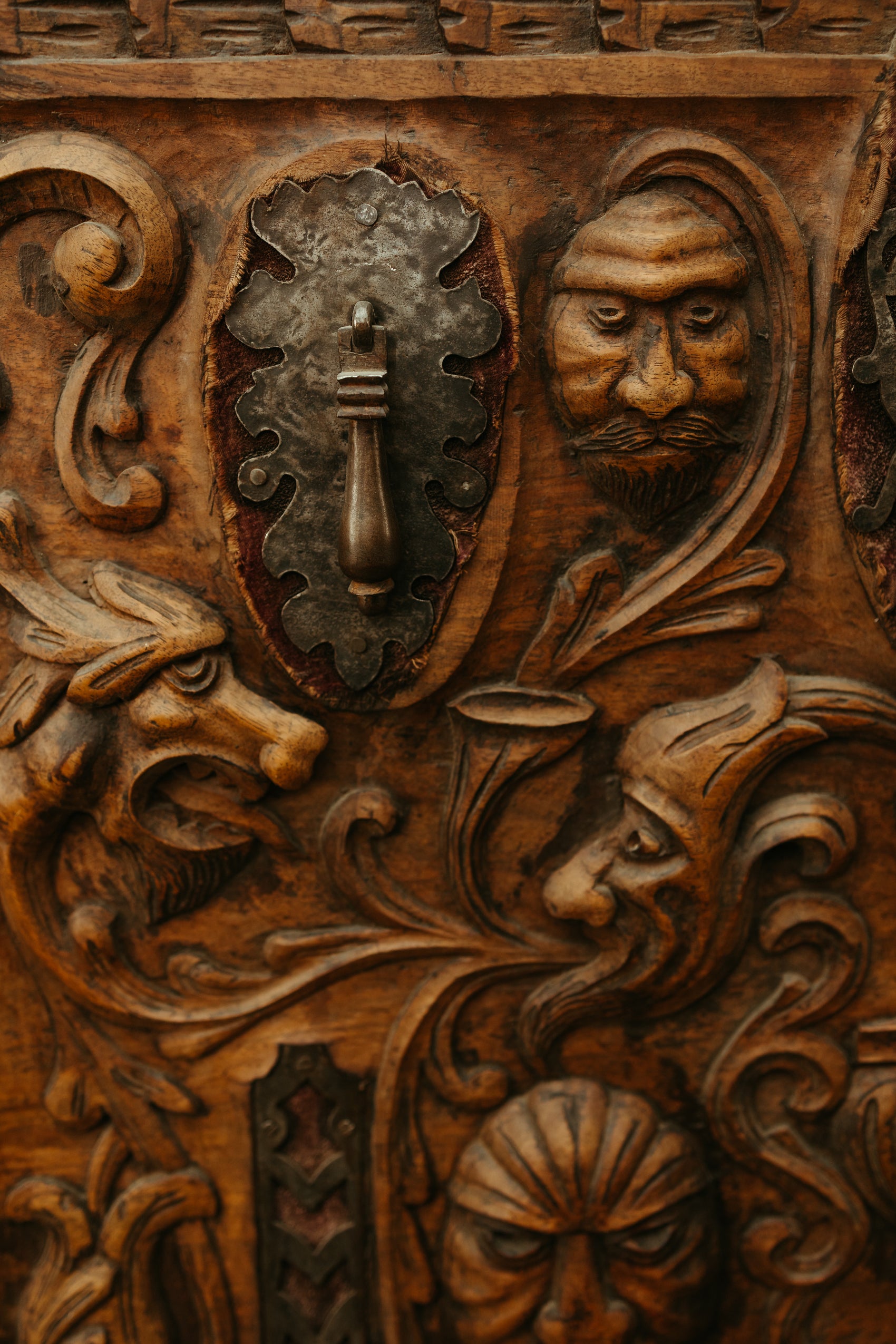 Antique Hand-Carved Mythical Panel