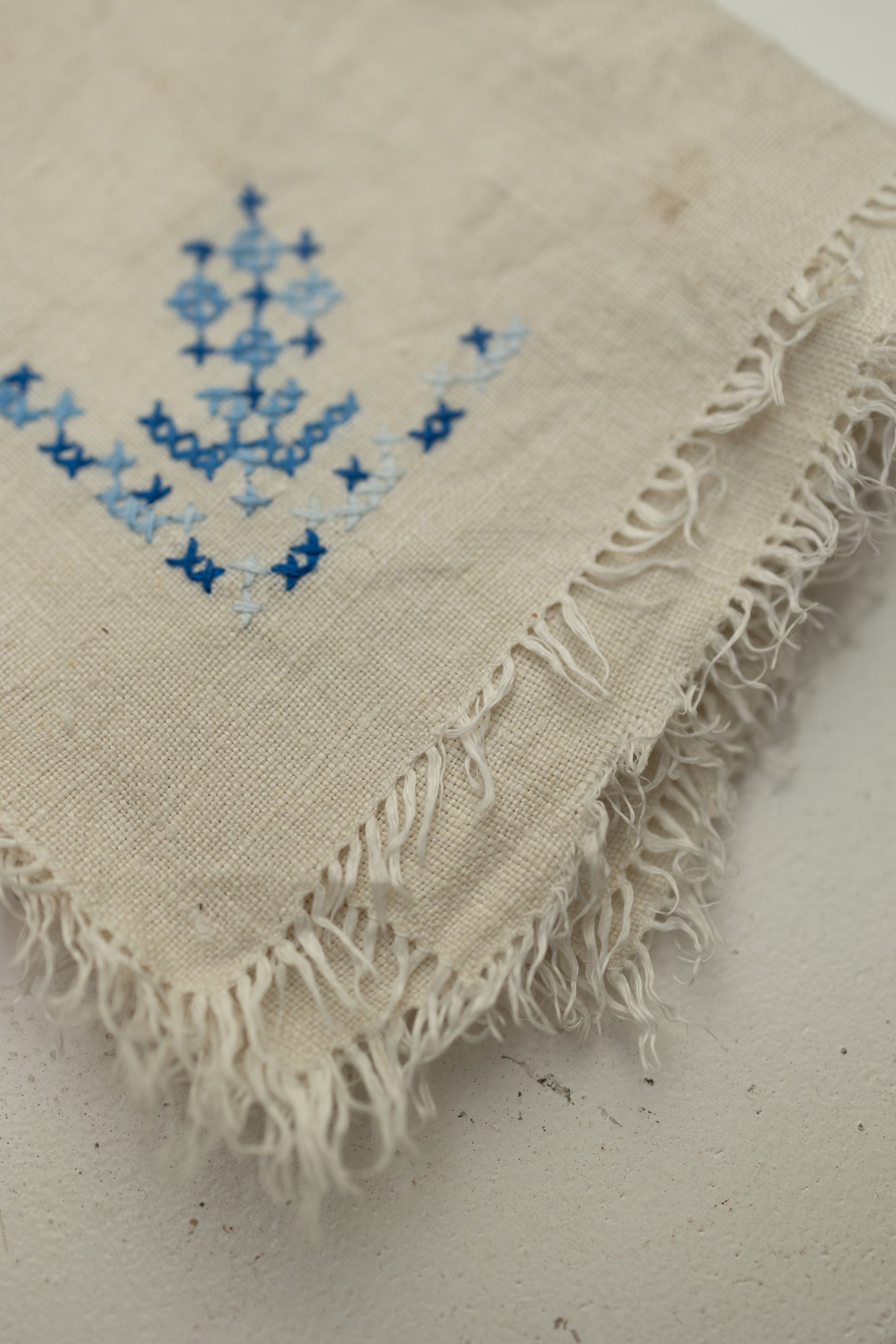 Vintage Hand-Embroidered Linen Napkin - Set of 2