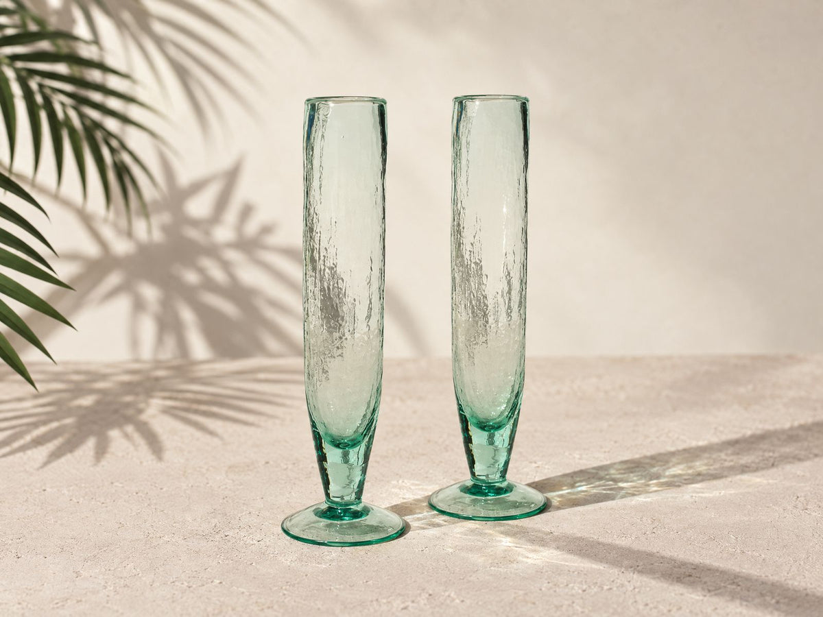 Tall Recycled Glass Champagne Flutes – Set of 2