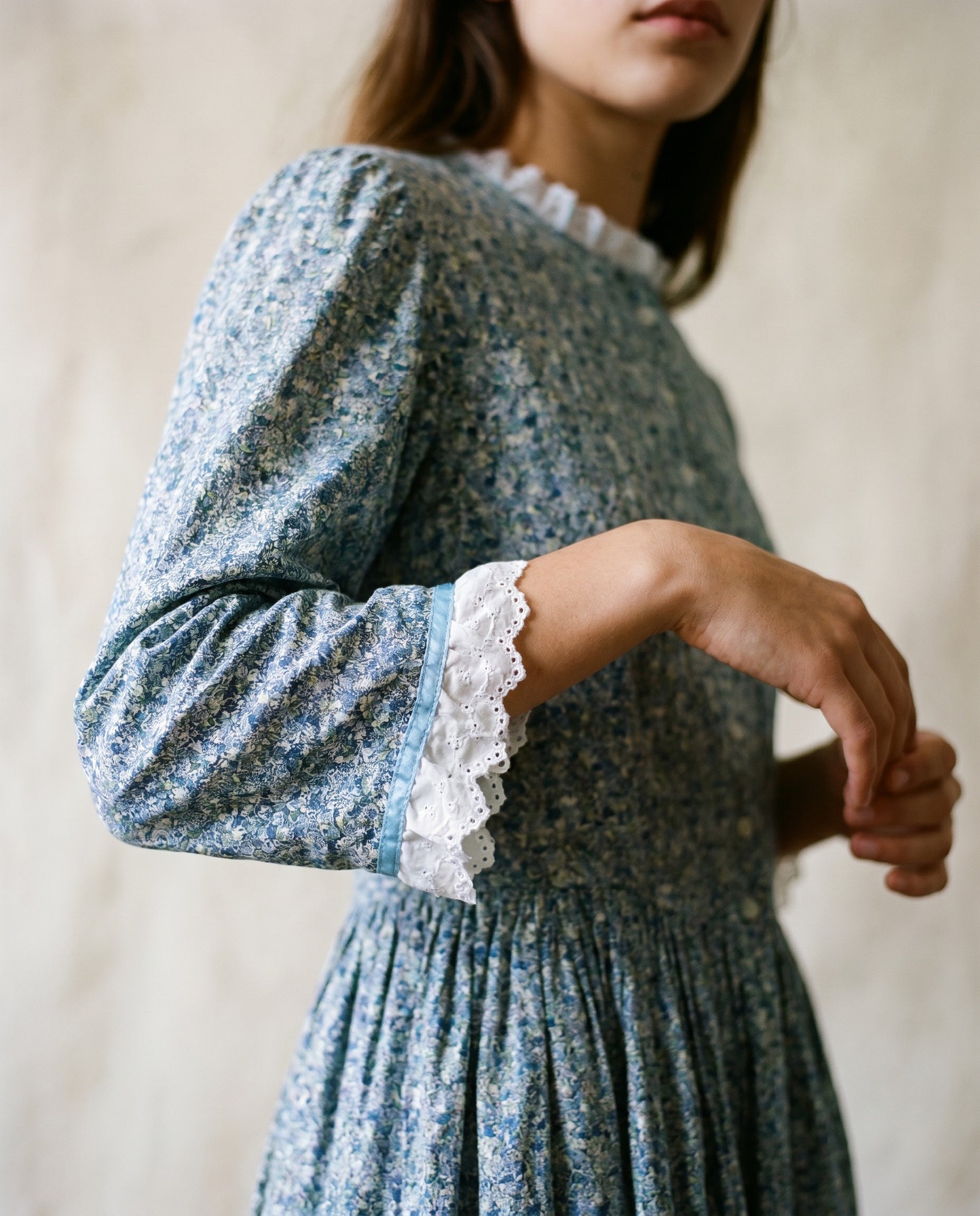 Vintage Blue Floral Prairie Maxi Dress