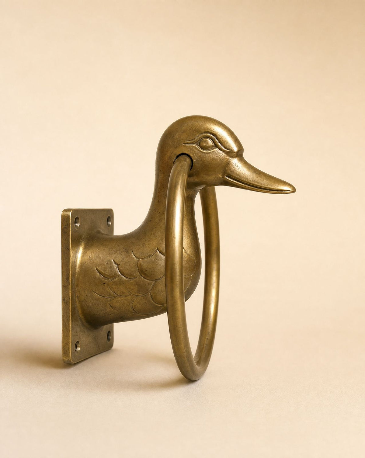 Vintage Brass Duck Towel Ring