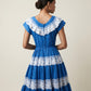 Vintage Cobalt Blue Lace Tiered Midi Dress