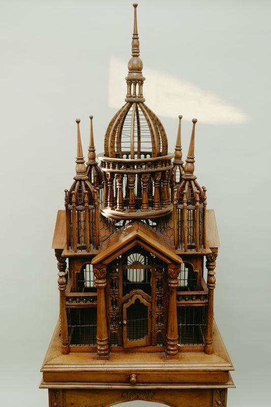 Victorian Gothic Cathedral Birdcage on Stand