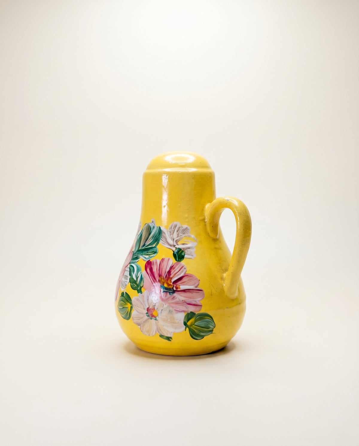 Vintage Hand-Painted Yellow Salt & Pepper Shakers (Floral Motif)