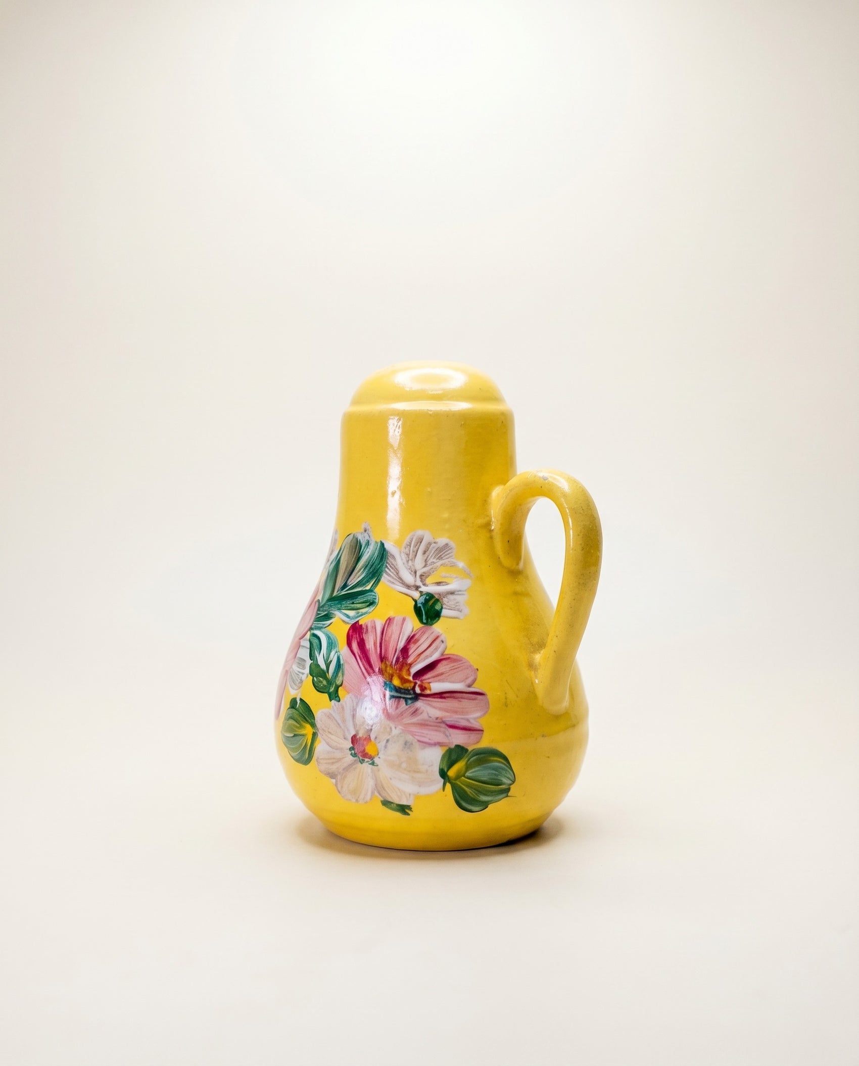Vintage Hand-Painted Yellow Salt & Pepper Shakers (Floral Motif)