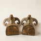 Pair of Vintage Solid Brass Ram Head Bookends