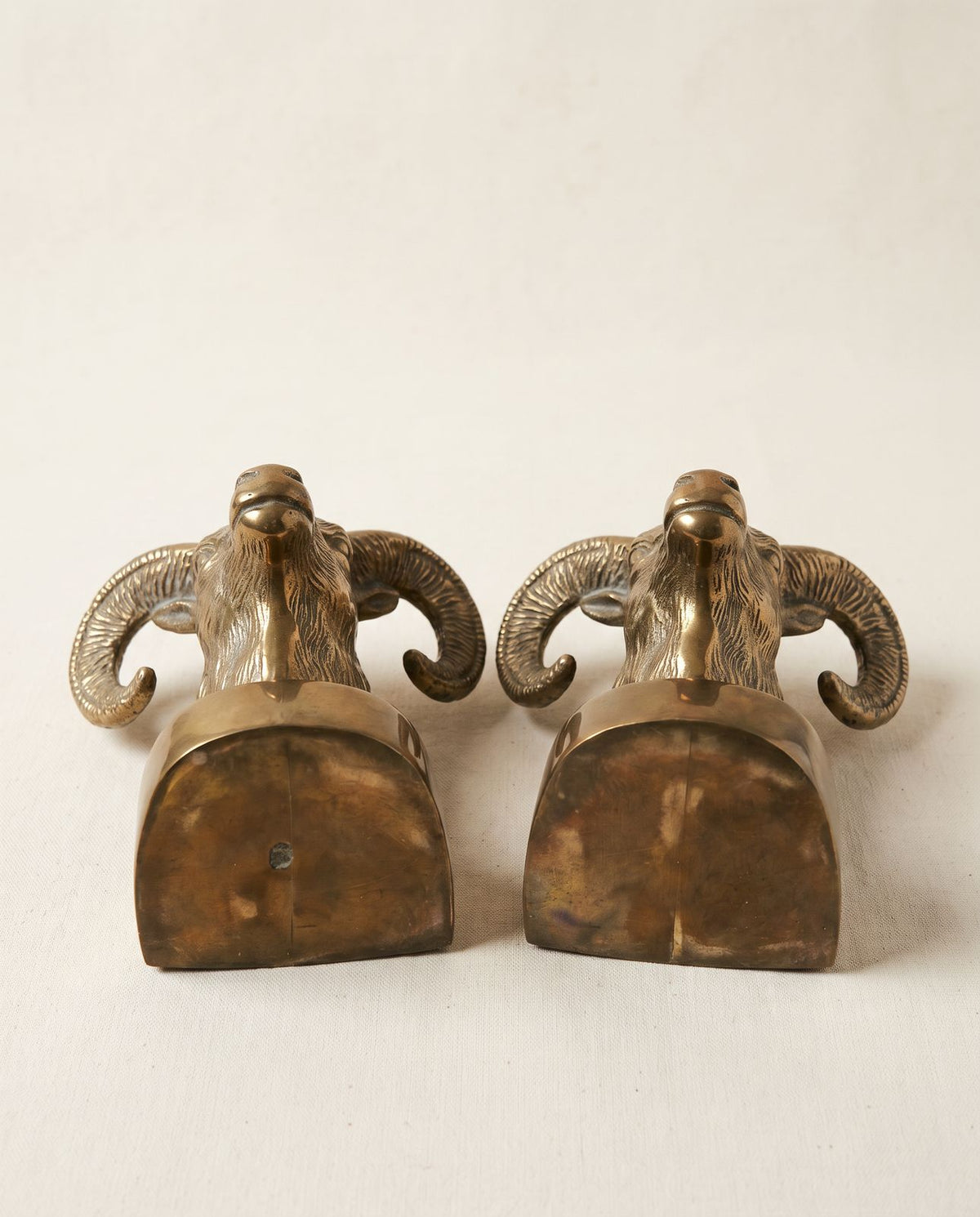 Pair of Vintage Brass Ram Head Bookends