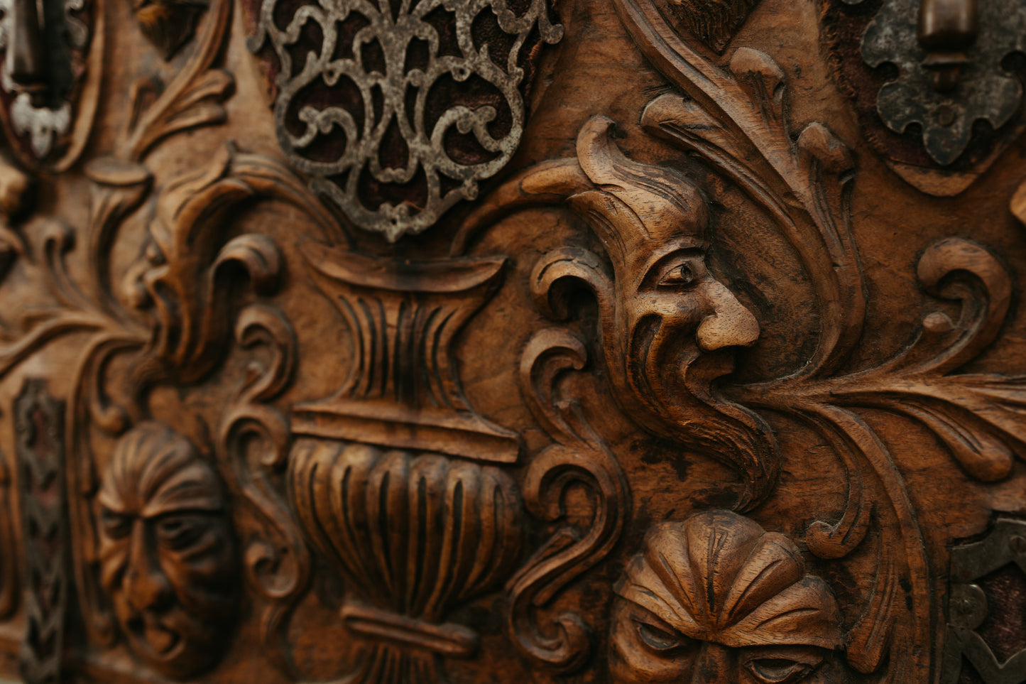 Antique Hand-Carved Mythical Panel