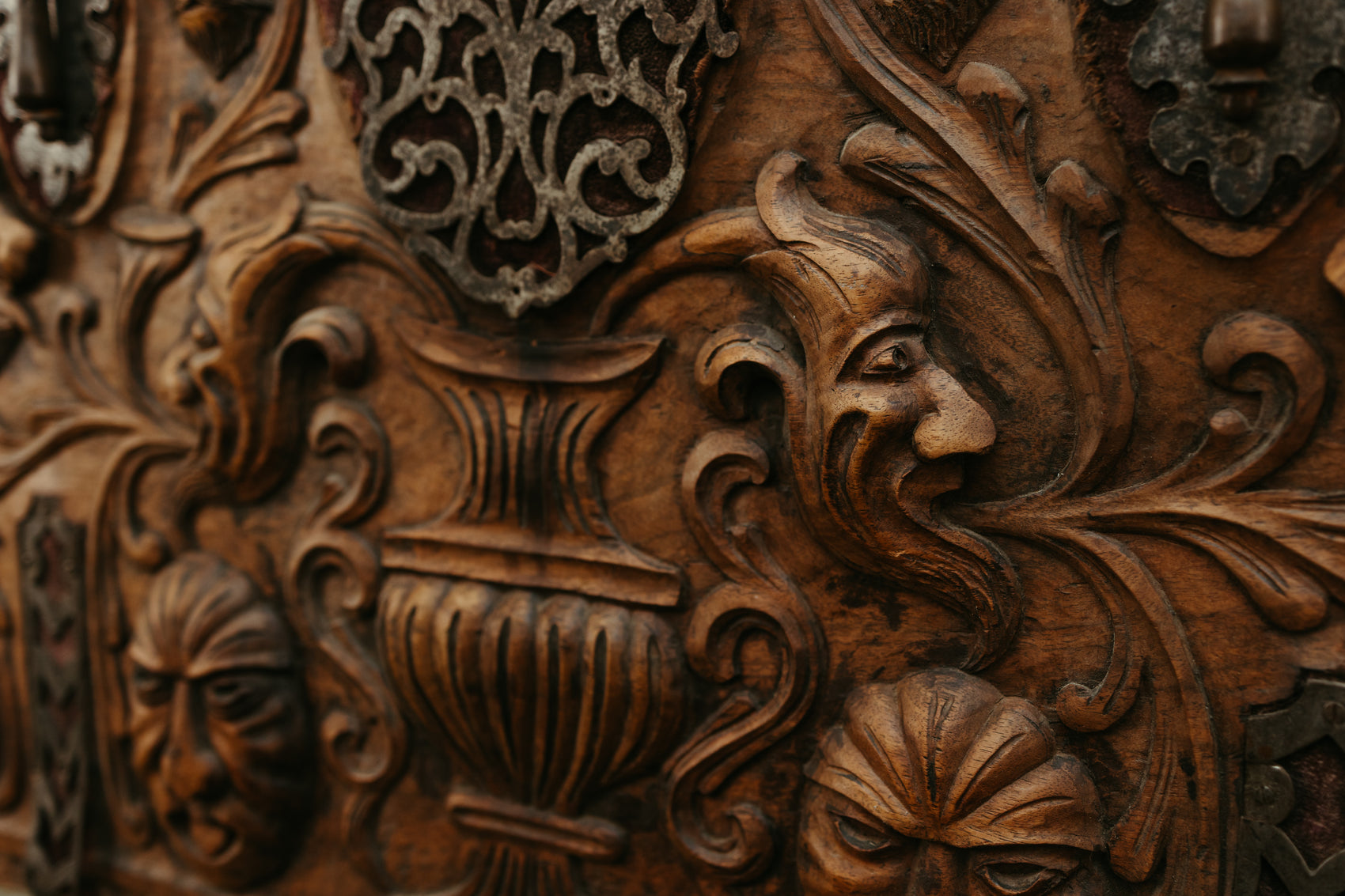 Antique Hand-Carved Mythical Panel