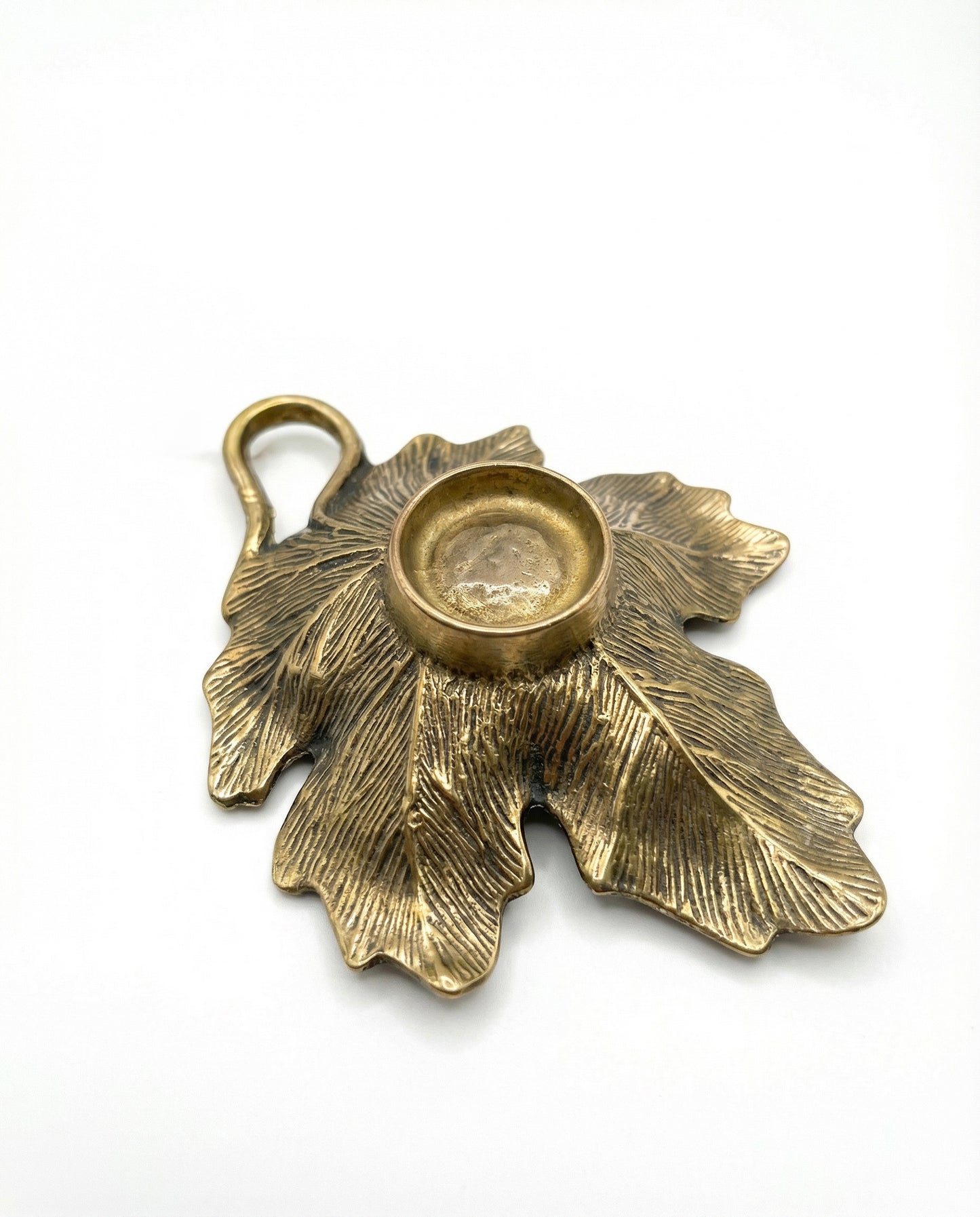 Vintage Brass Maple Leaf Tealight Holder