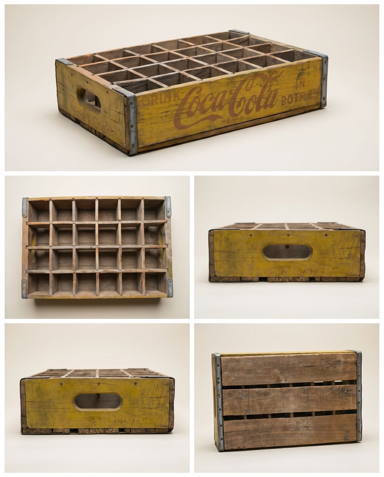 Vintage Coca-Cola Wooden Bottle Crate – Yellow Drink Coca-Cola Advertising Case