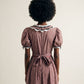 Vintage Prairie Calico Midi Dress with Eyelet Trim